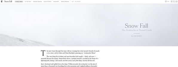 Capura del articulo Snow Fall
